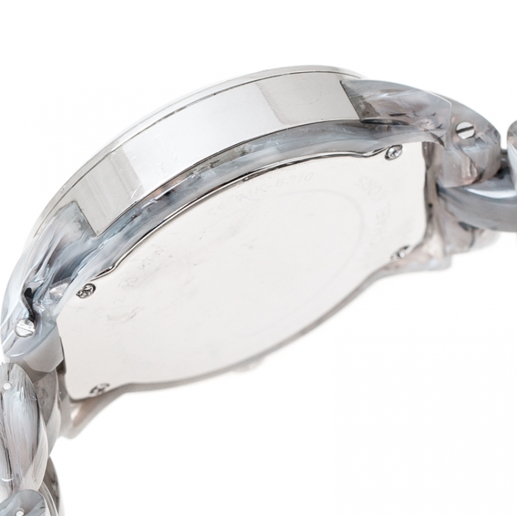 Pre Owned Michael Kors Grey Acetate Stainless Steel Audrina MK6310 Women's Wristwatch 41 mm