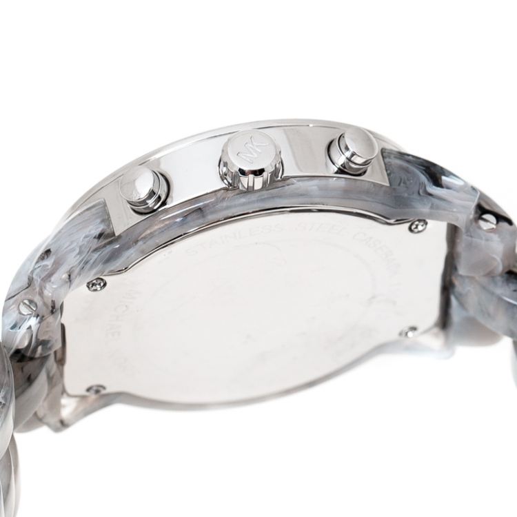 Pre Owned Michael Kors Grey Acetate Stainless Steel Audrina MK6310 Women's Wristwatch 41 mm