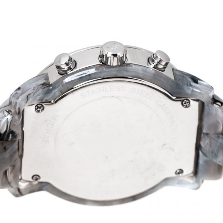 Pre Owned Michael Kors Grey Acetate Stainless Steel Audrina MK6310 Women's Wristwatch 41 mm