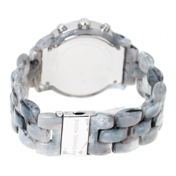 Pre Owned Michael Kors Grey Acetate Stainless Steel Audrina MK6310 Women's Wristwatch 41 mm