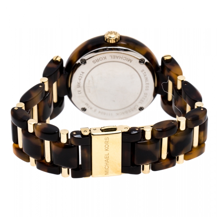 Pre Owned Michael Kors Gold Plated Stainless Steel Delray MK4314 Women's Wristwatch 36MM