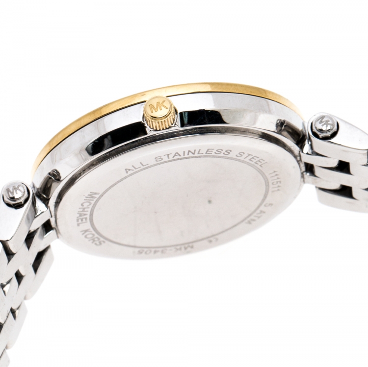 Pre Owned Michael Kors Silver Gold-Plated Stainless Steel Darci MK3405 Women's Wristwatch 33MM