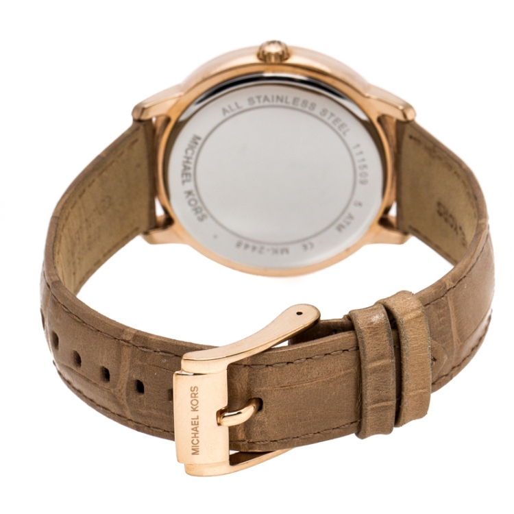 Pre Owned Michael Kors Rose Gold PVD Coated Stainless Steel Madelyn MK2448 Women's Wristwatch 40 mm