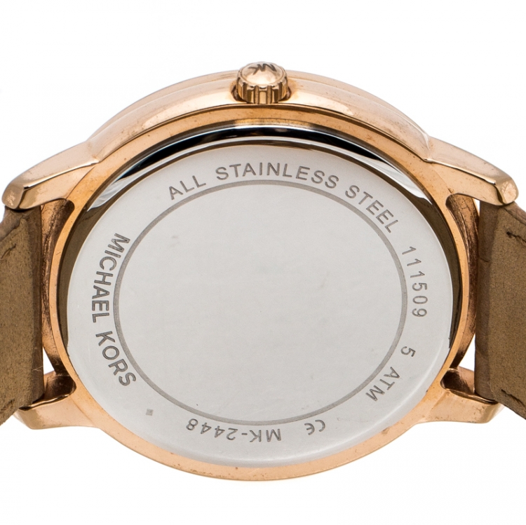 Pre Owned Michael Kors Rose Gold PVD Coated Stainless Steel Madelyn MK2448 Women's Wristwatch 40 mm