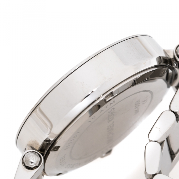 Pre Owned Michael Kors Silver White Stainless Steel Parker MK5353 Women's Wristwatch 39 mm