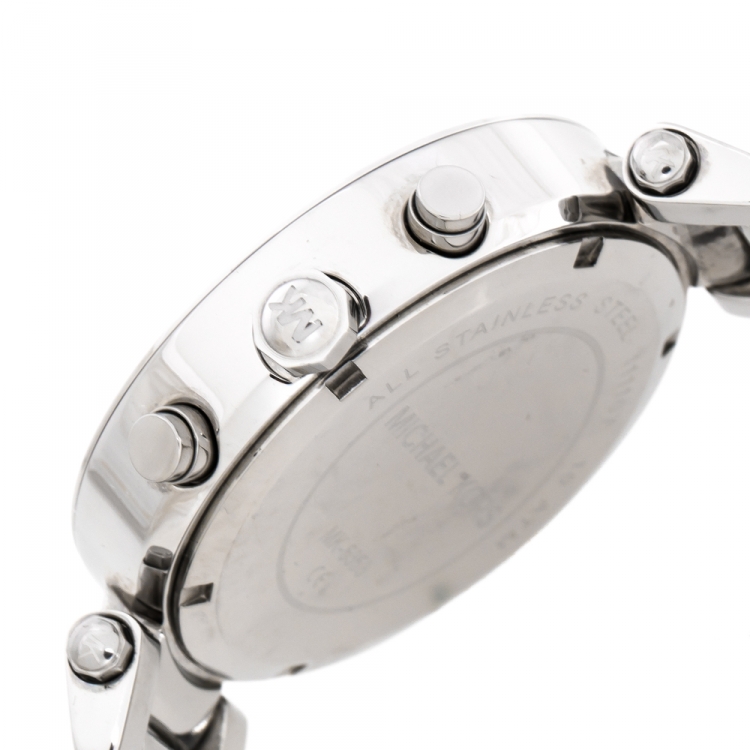 Pre Owned Michael Kors Silver White Stainless Steel Parker MK5353 Women's Wristwatch 39 mm