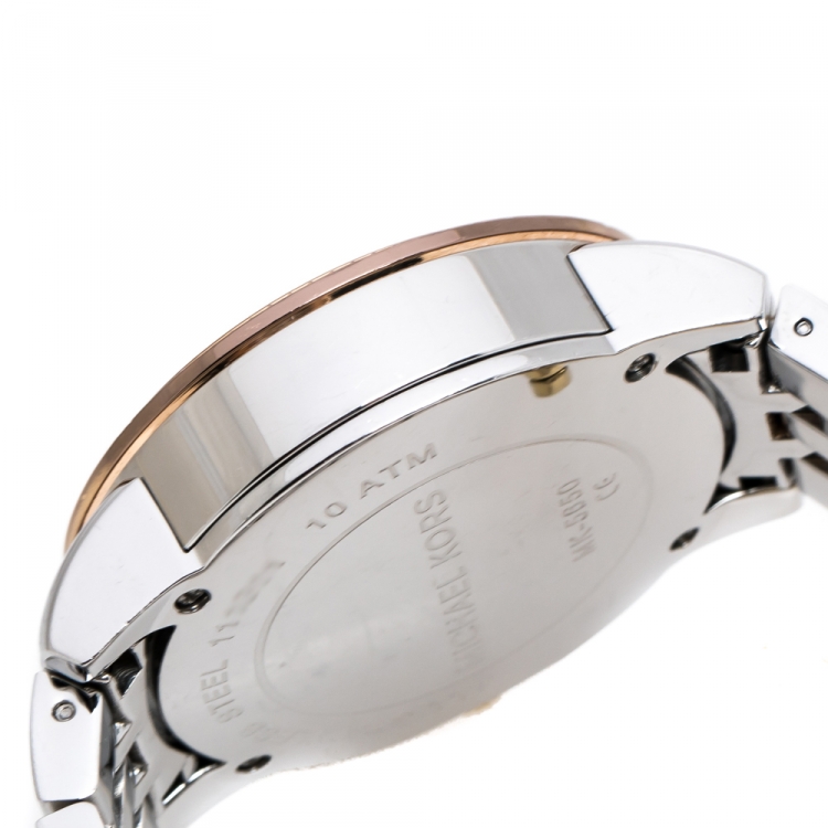 Pre Owned Michael Kors Mother Of Pearl Tri-Tone Ritz MK5650 Women's Wristwatch 36 mm