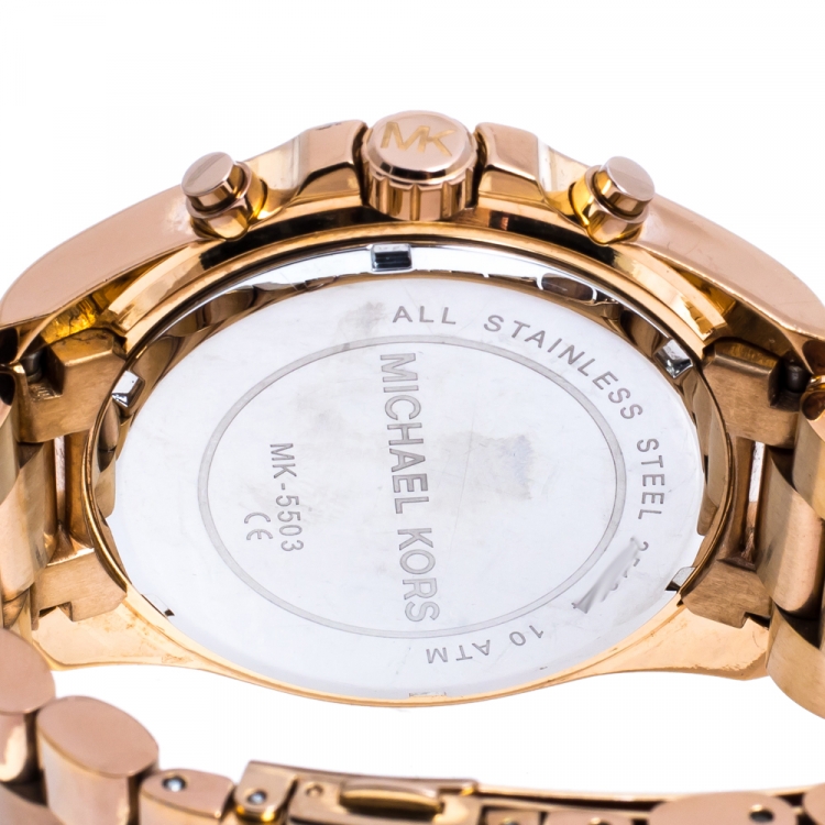 Pre Owned Michael Kors Rose Gold Tone Stainless Steel Bradshaw MK5503 Women's Wristwatch 43 mm