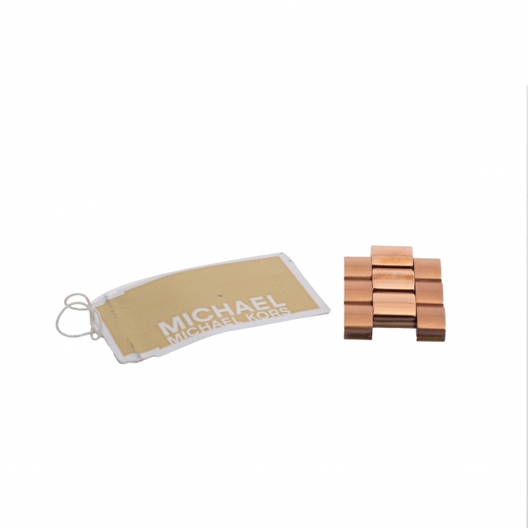 Pre Owned Michael Kors Rose Gold Tone Stainless Steel Runway MK5128 Women's Wristwatch 38MM