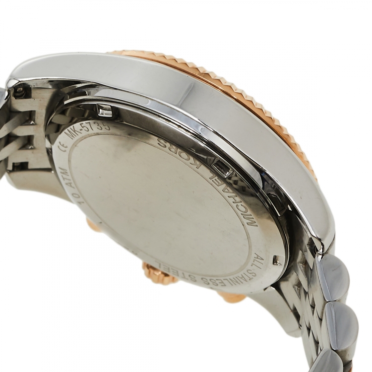 Pre Owned Michael Kors Silver Tri-Tone Stainless Steel Lexington MK5735 Women's Wristwatch 38 mm