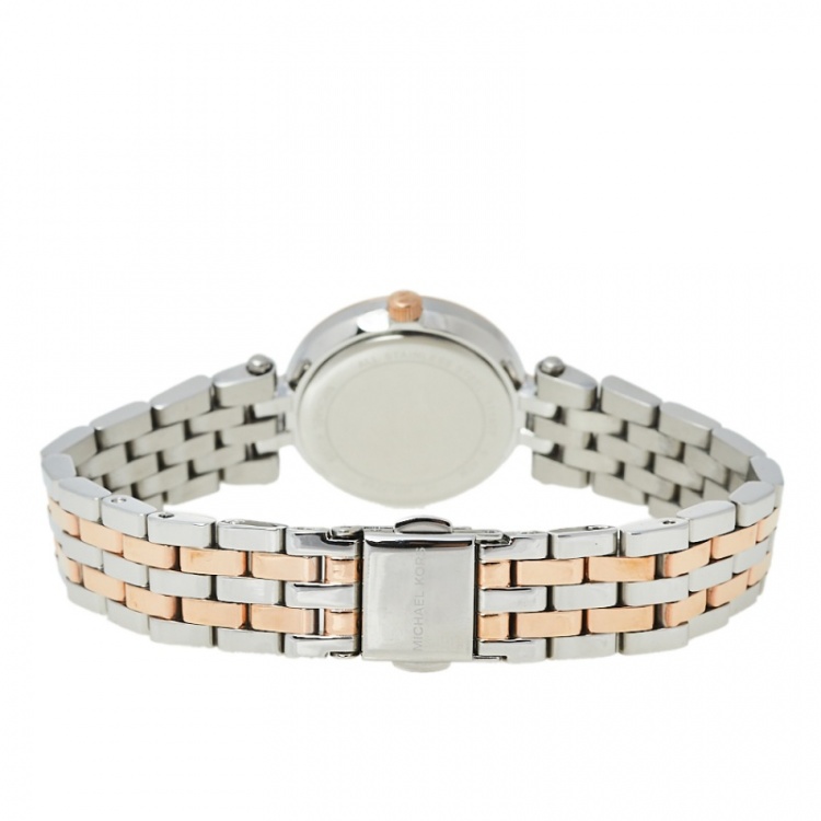 Pre Owned Michael Kors Silver Two-Tone Stainless Steel Petite Darci MK3298 Women's Wristwatch 26 mm