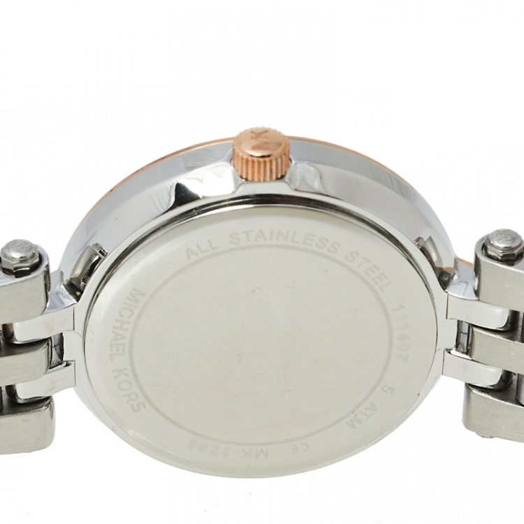 Pre Owned Michael Kors Silver Two-Tone Stainless Steel Petite Darci MK3298 Women's Wristwatch 26 mm