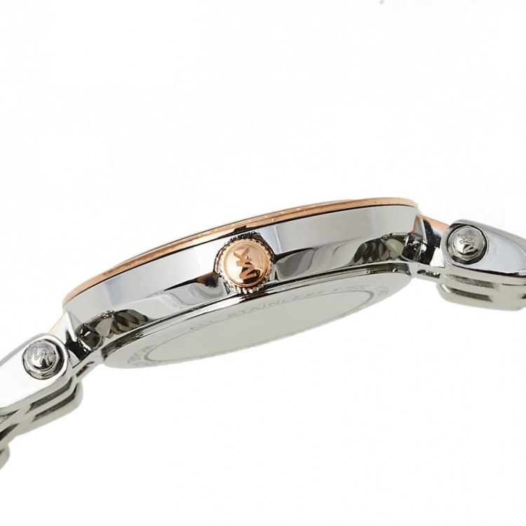 Pre Owned Michael Kors Silver Two-Tone Stainless Steel Petite Darci MK3298 Women's Wristwatch 26 mm