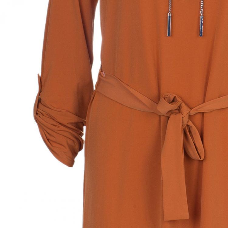 Pre Owned MICHAEL Michael Kors Orange Drawstring Detail Dress S
