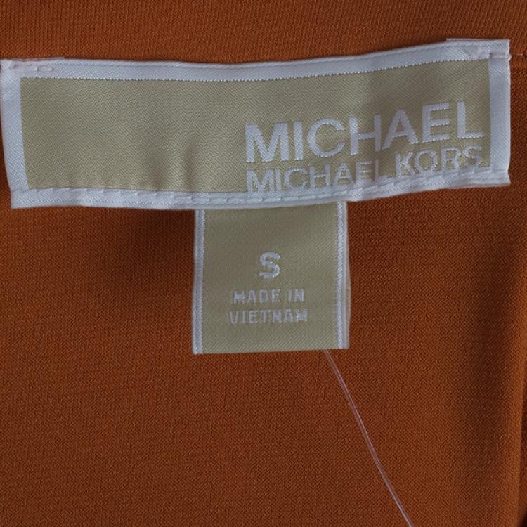Pre Owned MICHAEL Michael Kors Orange Drawstring Detail Dress S