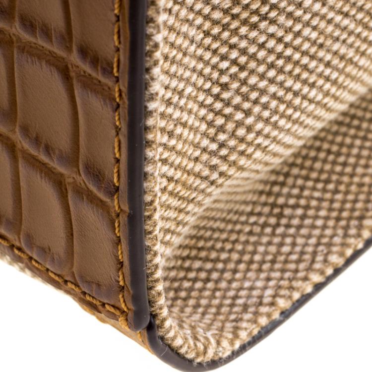 Pre Owned Michael Michael Kors Brown Canvas and Leather Studded Hamilton Crossbody Bag