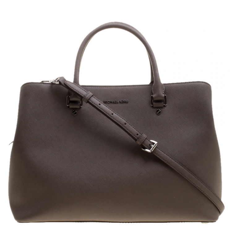Pre Owned Michael Michael Kors Grey Leather Savannah Tote