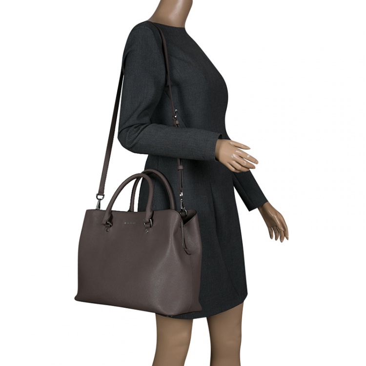 Pre Owned Michael Michael Kors Grey Leather Savannah Tote
