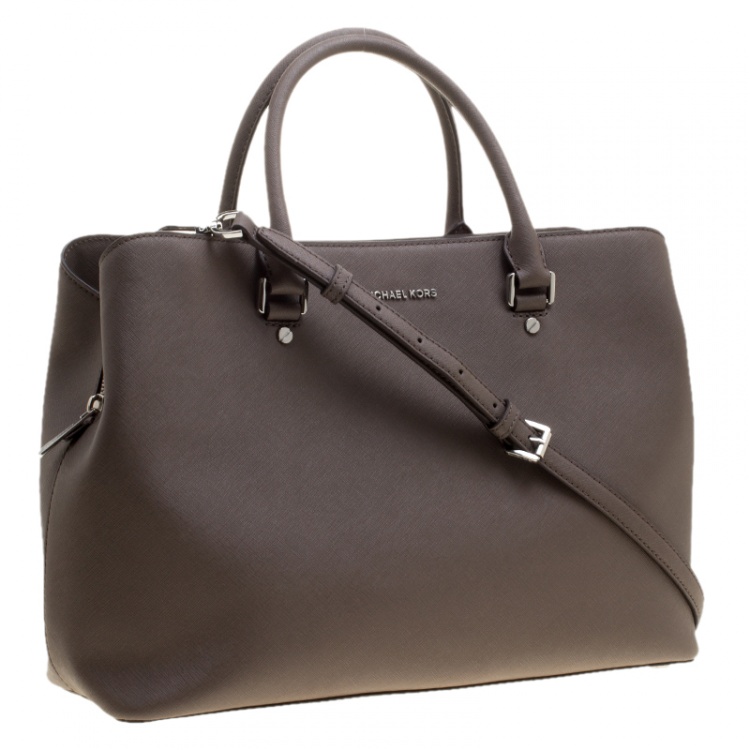 Pre Owned Michael Michael Kors Grey Leather Savannah Tote