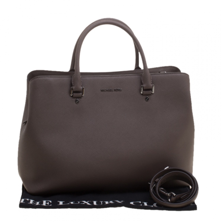 Pre Owned Michael Michael Kors Grey Leather Savannah Tote