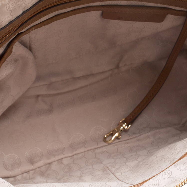 Pre Owned Michael Michael Kors Brown Saffiano Leather Top-zip Jet Set Tote