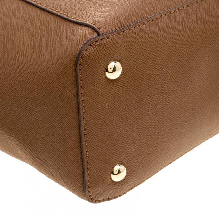 Pre Owned Michael Michael Kors Brown Saffiano Leather Top-zip Jet Set Tote