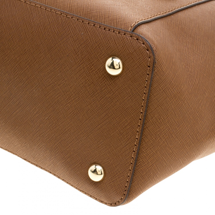 Pre Owned Michael Michael Kors Brown Saffiano Leather Top-zip Jet Set Tote