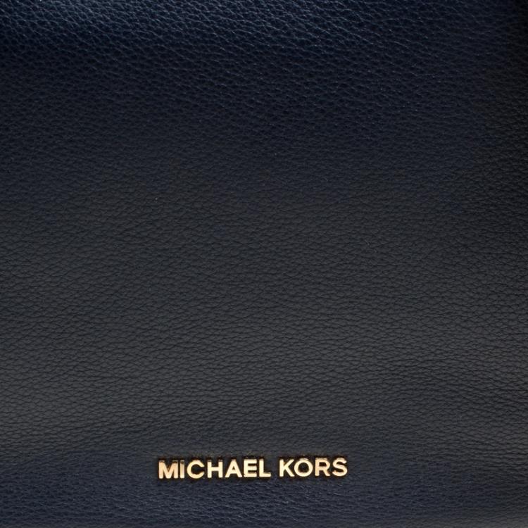 Pre Owned Michael Michael Kors Navy Blue Leather Medium Raven Messenger Bag