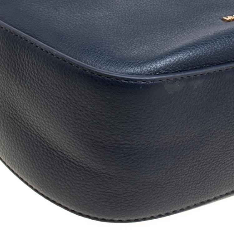 Pre Owned Michael Michael Kors Navy Blue Leather Medium Raven Messenger Bag