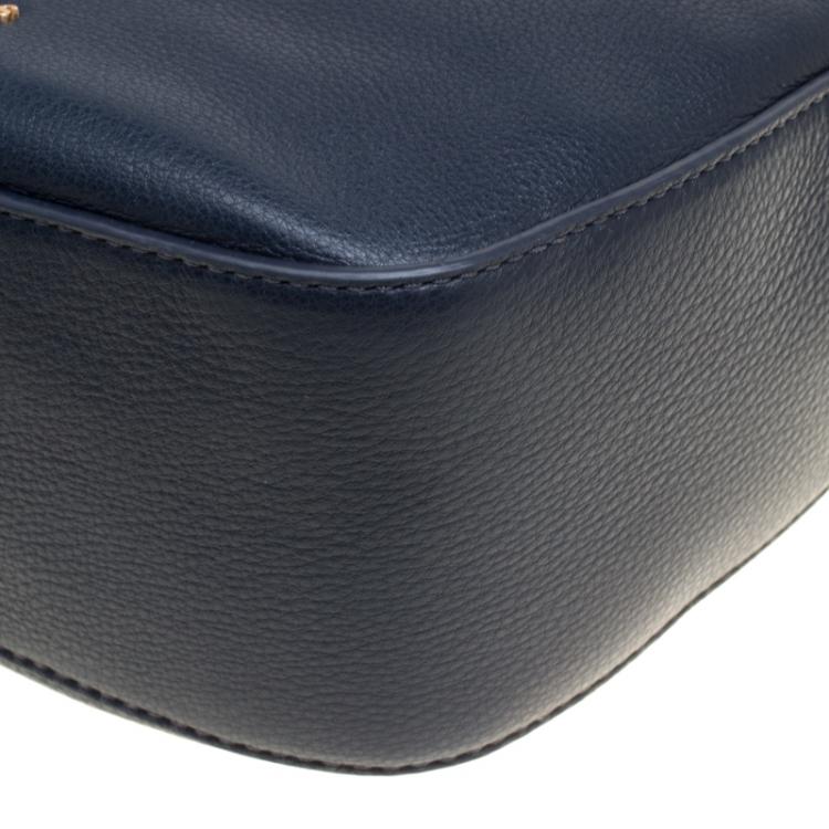 Pre Owned Michael Michael Kors Navy Blue Leather Medium Raven Messenger Bag