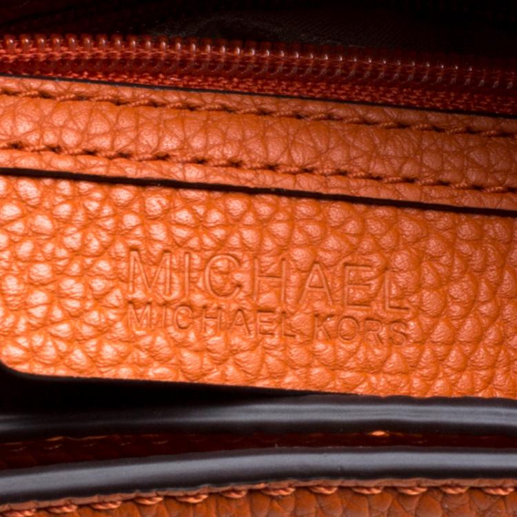 Pre Owned Michael Michael Kors Orange Leather Medium Maxine Saddle Crossbody Bag