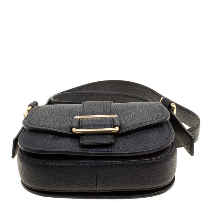 Pre Owned Michael Michael Kors Black Leather Medium Maxine Saddle Crossbody Bag