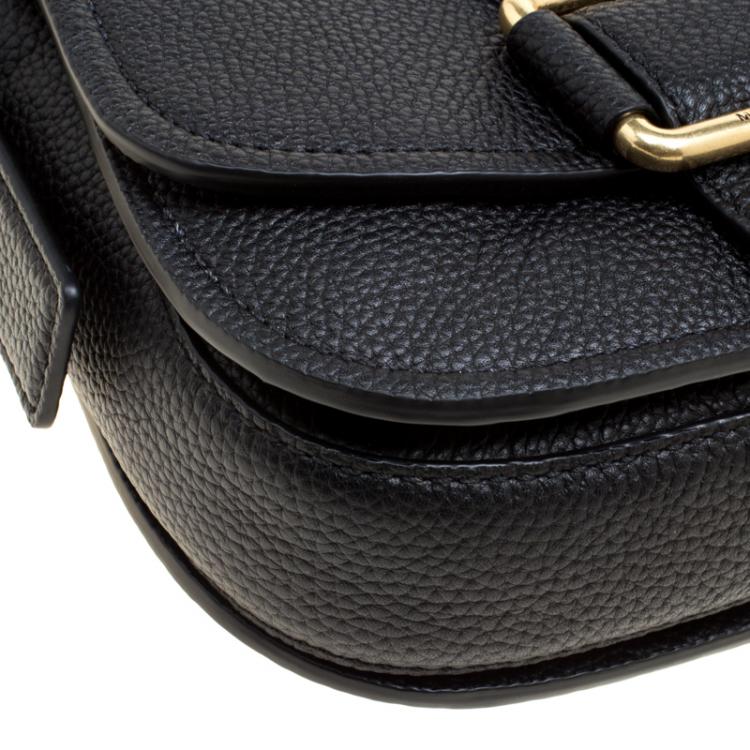 Pre Owned Michael Michael Kors Black Leather Medium Maxine Saddle Crossbody Bag