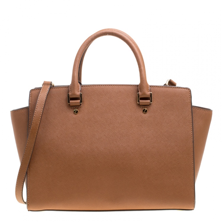 Pre Owned Michael Michael Kors Brown Saffiano Leather Medium Selma Tote