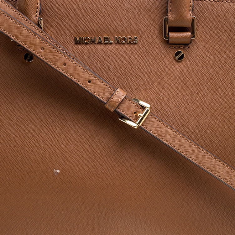 Pre Owned Michael Michael Kors Brown Saffiano Leather Medium Selma Tote