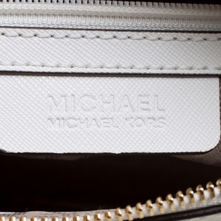 Pre Owned MICHAEL Michael Kors White Leather Cindy Crossbody Bag