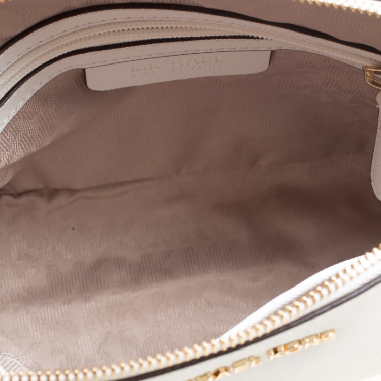 Pre Owned MICHAEL Michael Kors White Leather Cindy Crossbody Bag