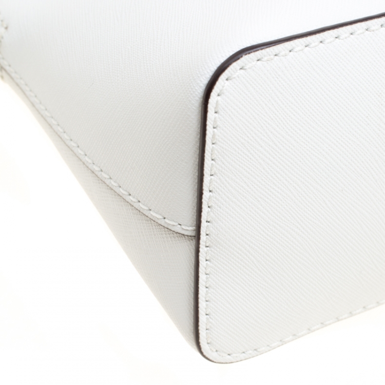 Pre Owned MICHAEL Michael Kors White Leather Cindy Crossbody Bag