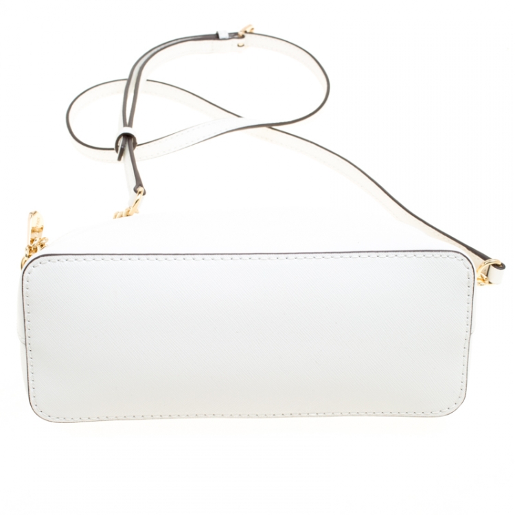Pre Owned MICHAEL Michael Kors White Leather Cindy Crossbody Bag