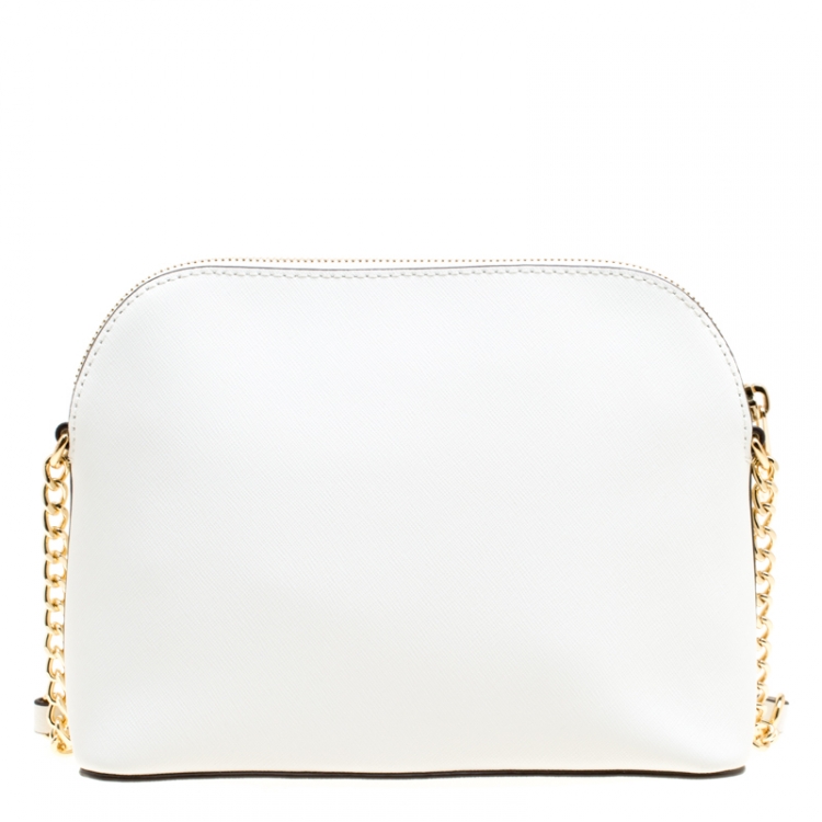 Pre Owned MICHAEL Michael Kors White Leather Cindy Crossbody Bag