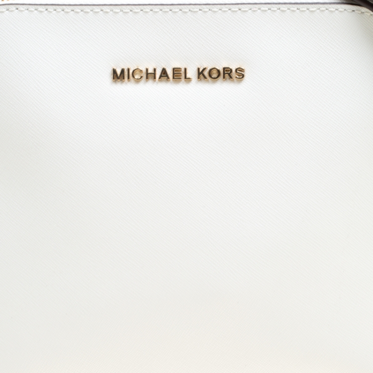 Pre Owned MICHAEL Michael Kors White Leather Cindy Crossbody Bag