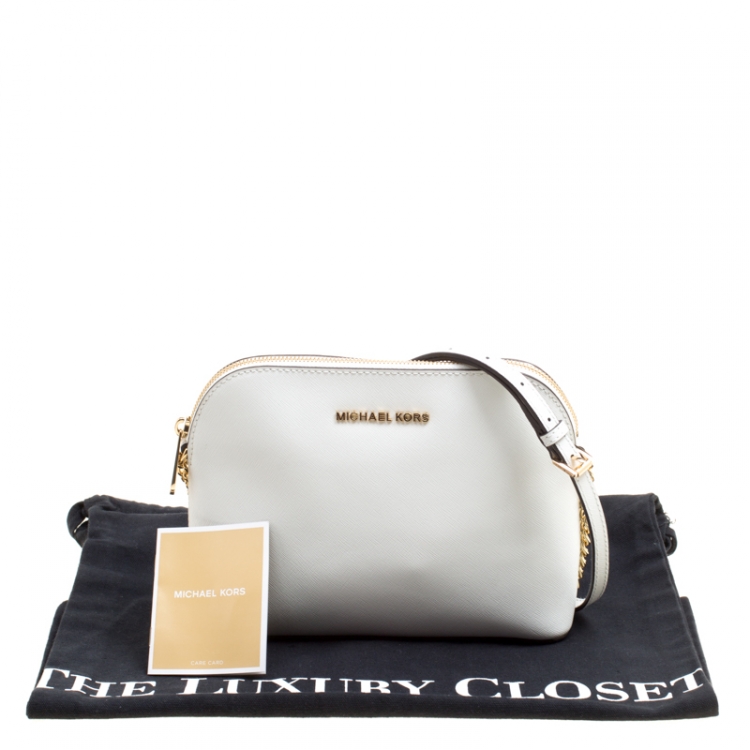 Pre Owned MICHAEL Michael Kors White Leather Cindy Crossbody Bag