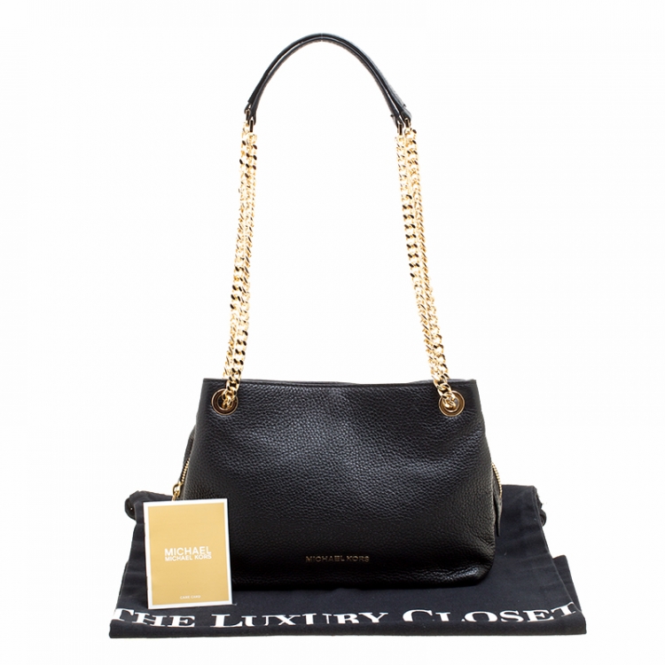Pre Owned Michael Michael Kors Black Leather Jet Set Chain Shoulder Bag