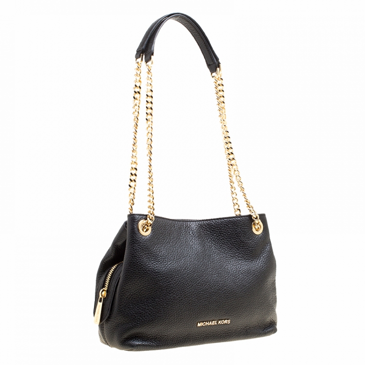 Pre Owned Michael Michael Kors Black Leather Jet Set Chain Shoulder Bag