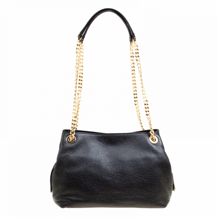 Pre Owned Michael Michael Kors Black Leather Jet Set Chain Shoulder Bag