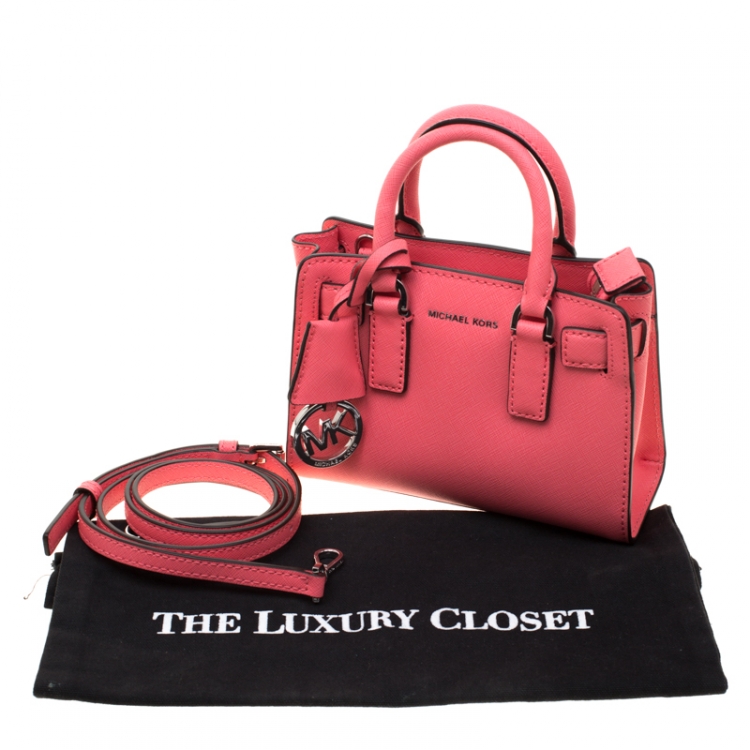Pre Owned Michael Michael Kors Coral Leather Extra Small Dillon Crossbody Bag