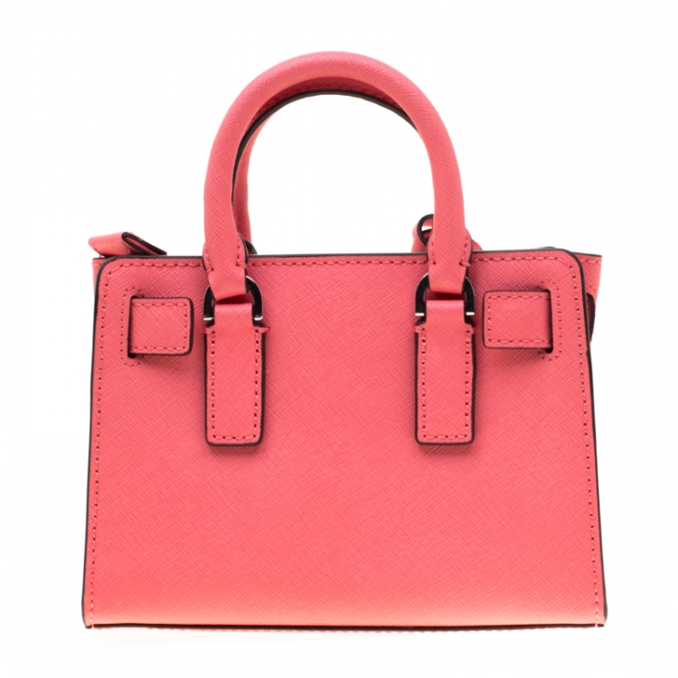 Pre Owned Michael Michael Kors Coral Leather Extra Small Dillon Crossbody Bag
