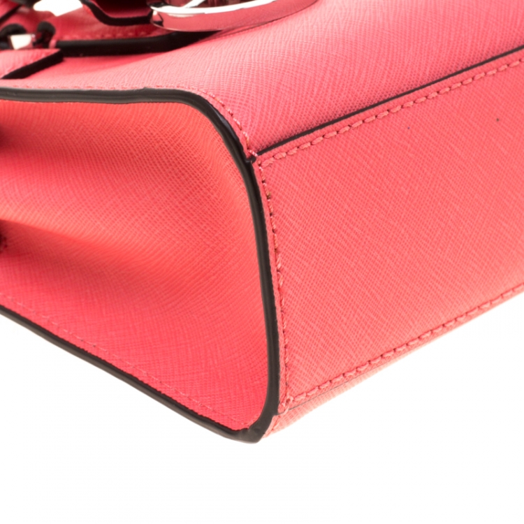 Pre Owned Michael Michael Kors Coral Leather Extra Small Dillon Crossbody Bag