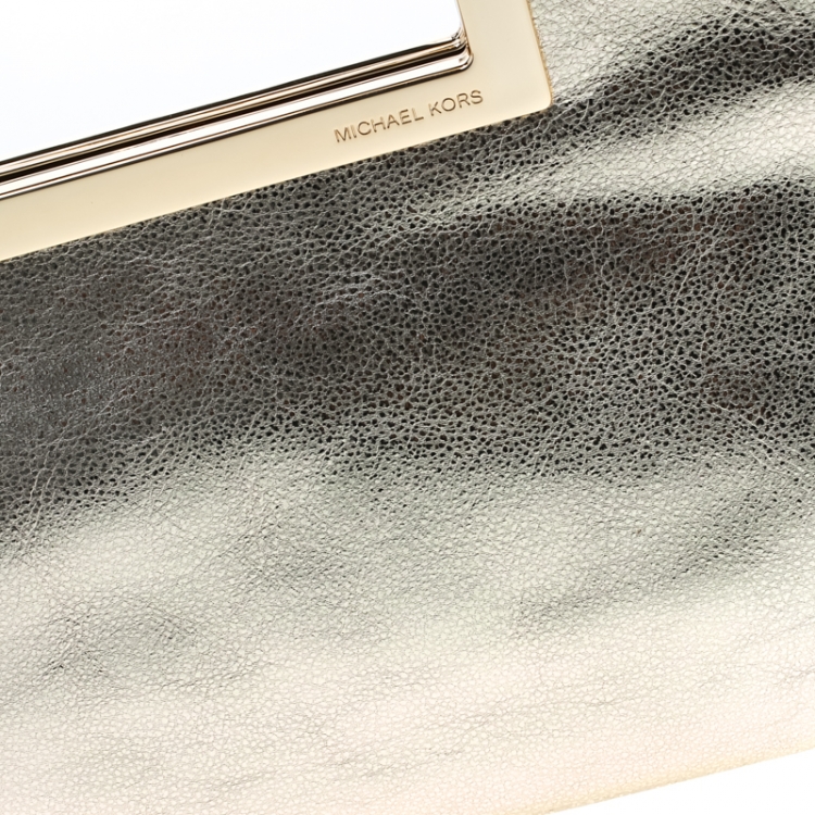 Pre Owned MICHAEL Michael Kors Gold Metallic Berkley Clutch