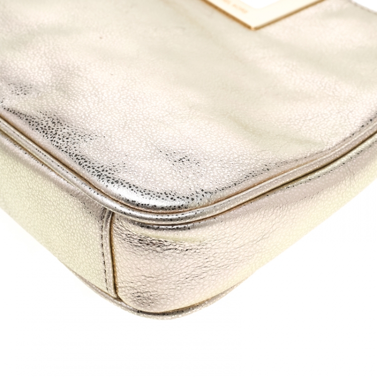Pre Owned MICHAEL Michael Kors Gold Metallic Berkley Clutch